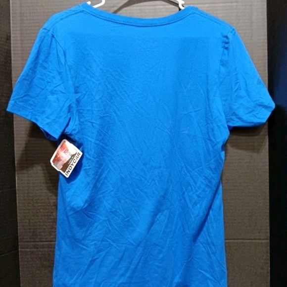 Indy Car Tony Kanaan Blue V-Neck Tee with Silver Graphic - Picture 5 of 10